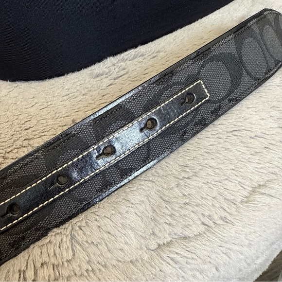 COACH SIGNATURE BELT LOGO BUCKLE LARGE BLACK SILVER - Picture 2 of 4